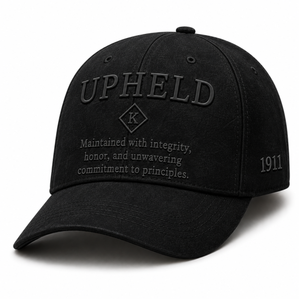 Upheld black structured cap front view