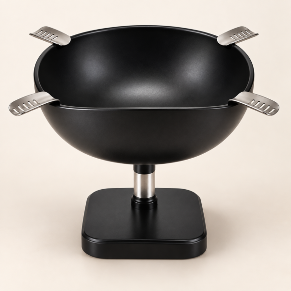 Black matte raised quadrangle cigar ashtray