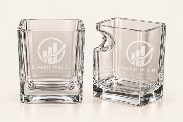 Custom engraved whiskey glass set with business logo