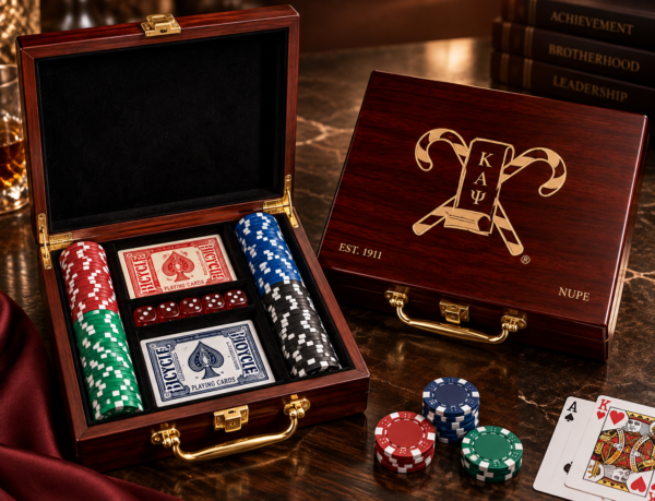 Kappa Alpha Psi Nupe card and dice gift box with poker chips