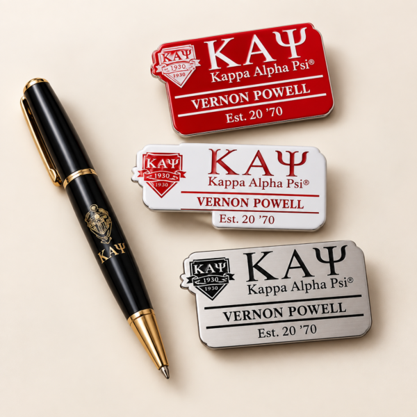 Kappa Alpha Psi personalized engraved name badge and pen set