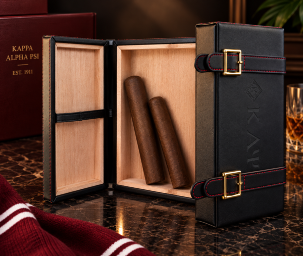 Kappa Alpha Psi portable leather cigar travel case