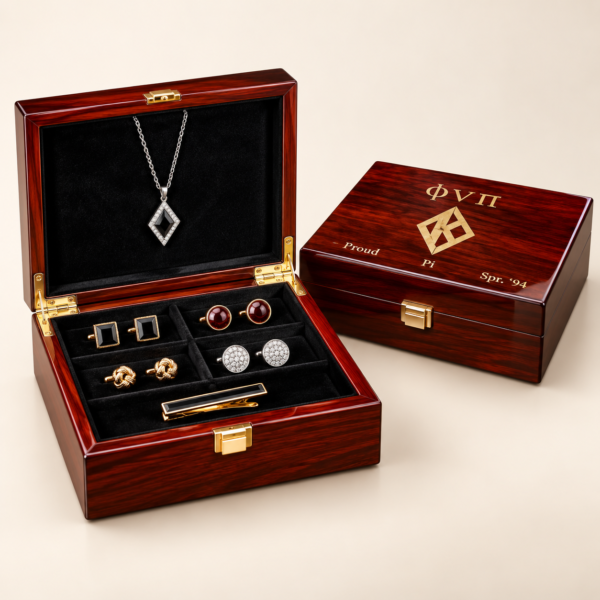 Personalized rosewood jewelry and cufflink gift box