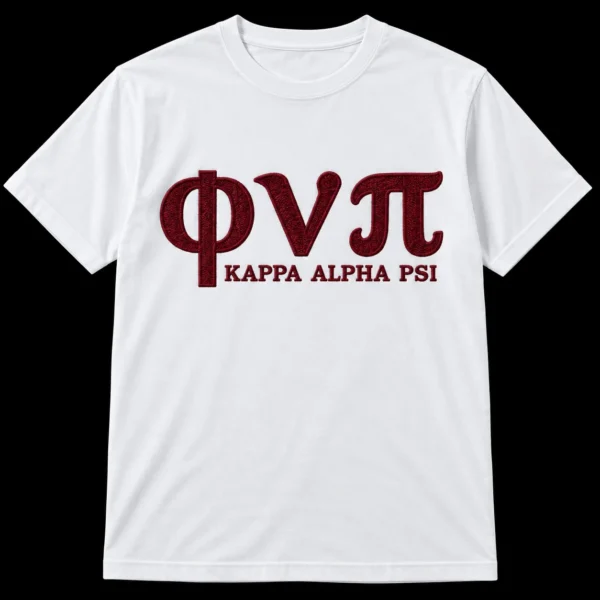 Kappa Alpha Psi Greek letter embroidered white short-sleeve fraternity t-shirt