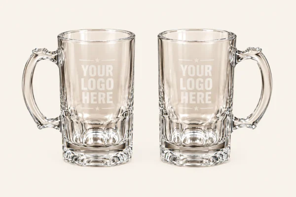 Personalized etched glass beer stein set