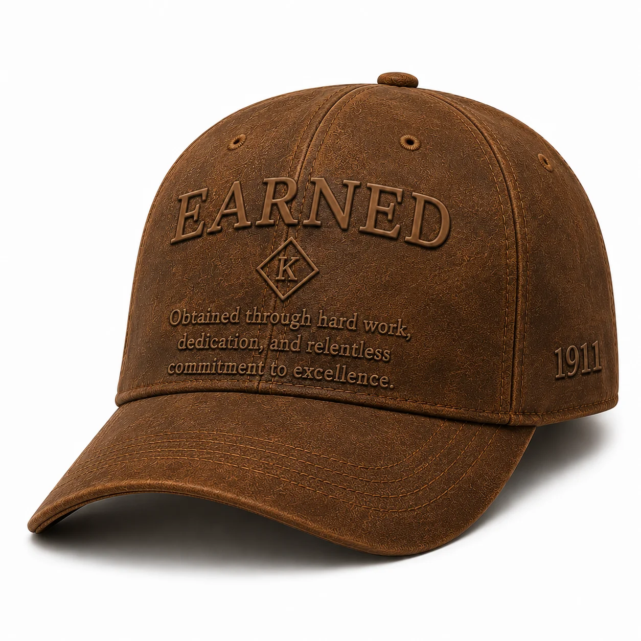 Earned brown structured cap front view
