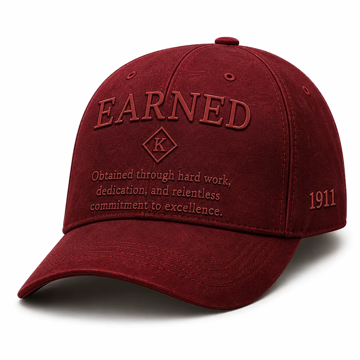 Earned crimson structured cap front view