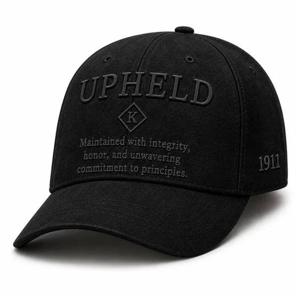 Upheld black structured cap front view